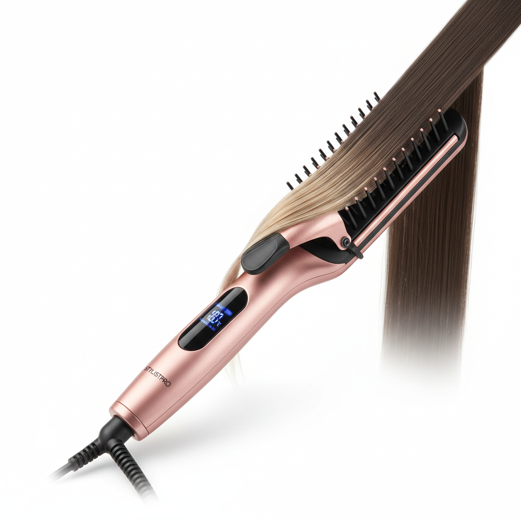 Dual-Purpose Electric Hair Comb for Curling & Straightening